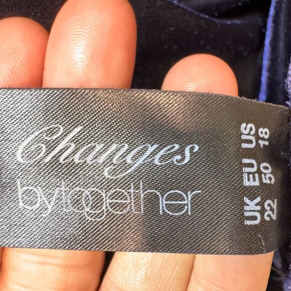 Changes By Together Womens Ruched Velvet Midi Dress Size 18 Midnight Blue Party - Picture 3 of 12